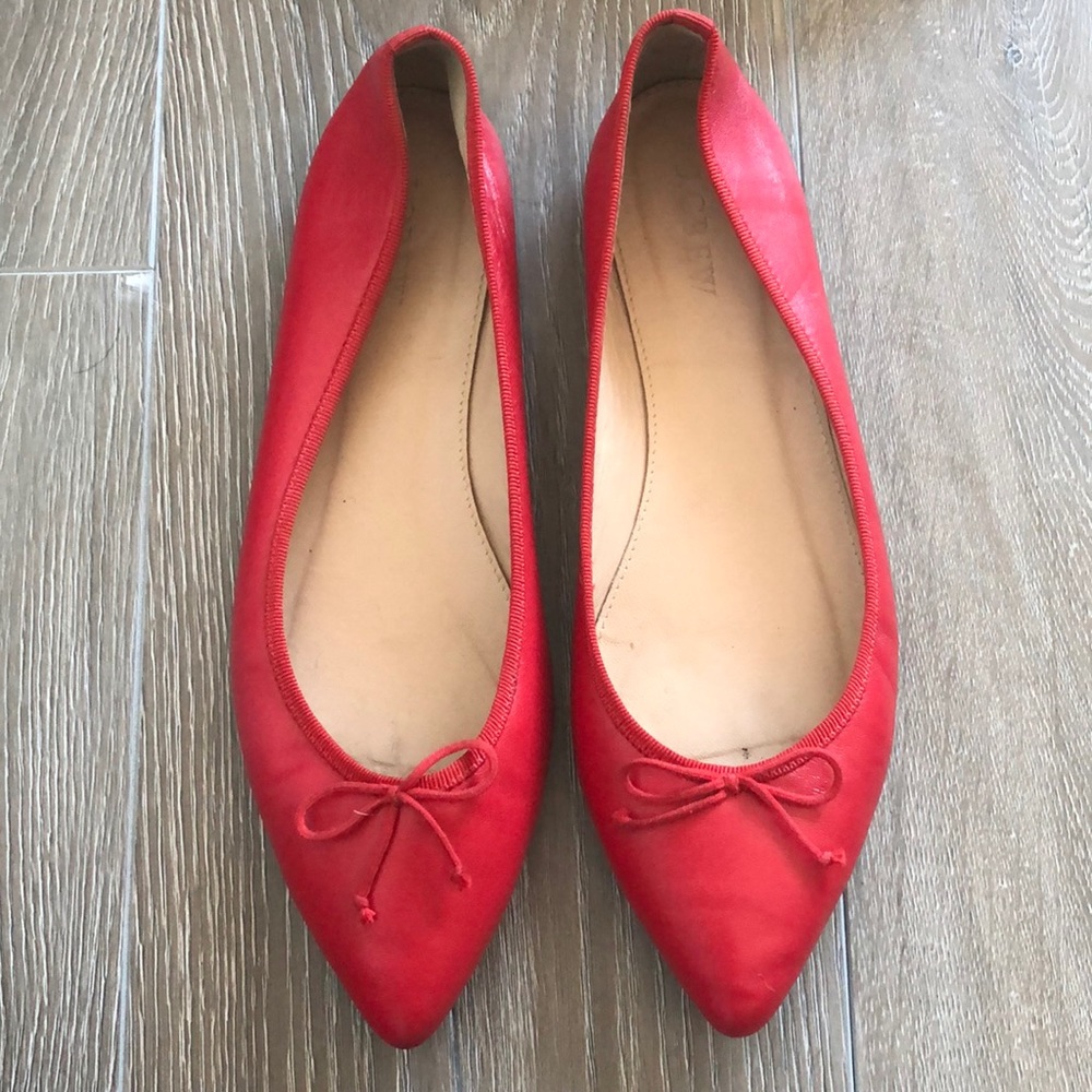 FLASH SALE! J Crew Gemma Red Leather Flats, 9 🎉🎊